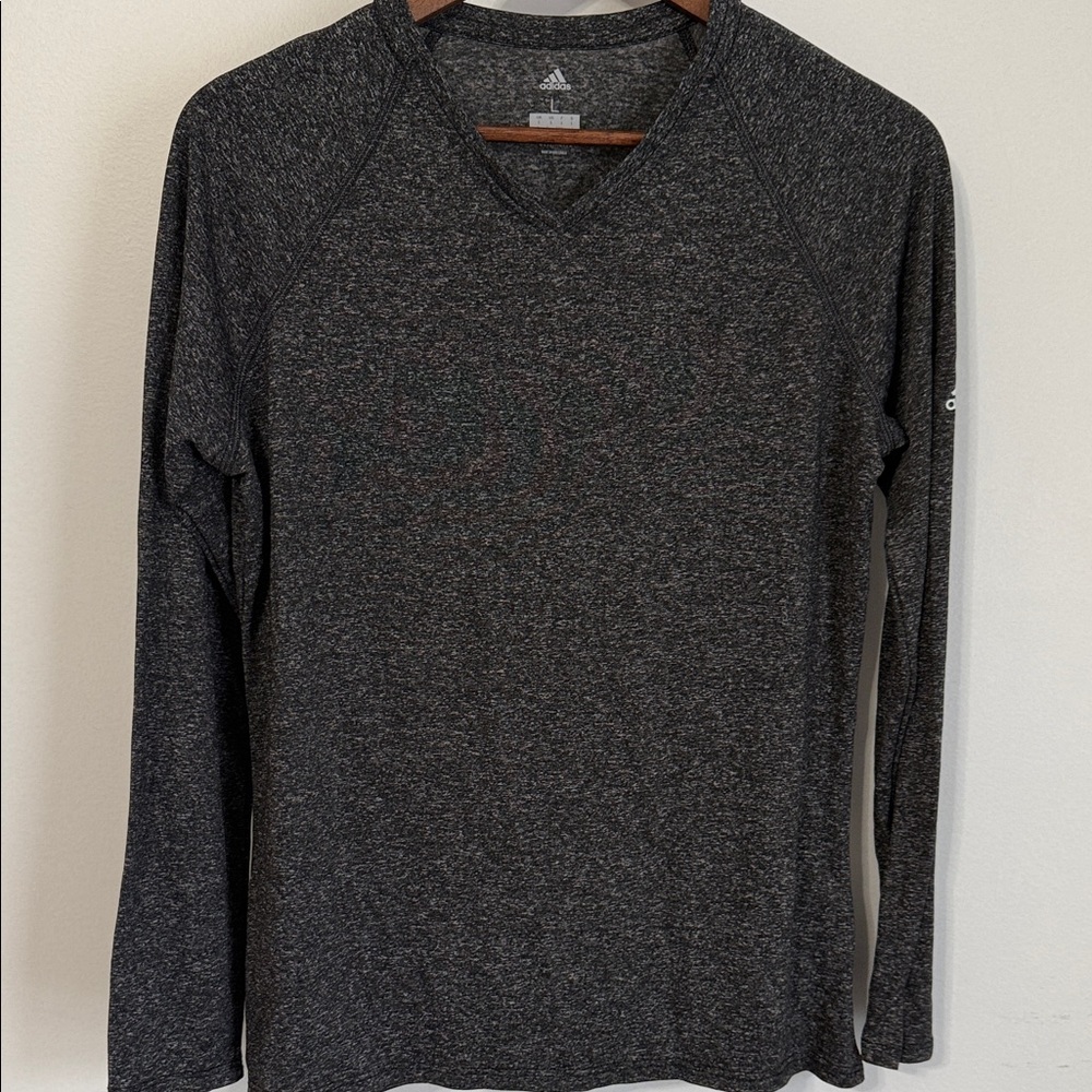 adidas Black Long Sleeve V-Neck Tee